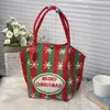 Bolsa de Hombro de Punto para Boda de Año Nuevo Patrón de Dibujos Animados Gran Capacidad Plegable Ligera Bolsa de Punto para Compras