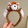 Nova Tiara de Cabeça de Panda Vermelho Parques de Diversão Orelhas de Animal de Pelúcia Tiara de Boneco Guaxinim Fantasia de Performance Adereço de Cabeça para Foto