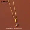 Collar de Acero Inoxidable de Trébol de Cinco Hojas de Colores con Circonita para Mujer con Diamantes, Collar de Clavícula de Lujo Ligero de Nicho de Gama Alta para la Costa