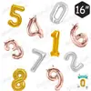 Al por mayor tapa dura pequeño 16 pulgadas delgado digital dorado y plateado rosa azul decoración de fiesta de cumpleaños boda globo de aluminio