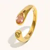 Moda Cruzada Europeia e Americana Nicho Personalizado Joias de Alto Padrão Aço Inoxidável Banhado a Ouro 18K Anel Aberto Grande e Pequeno Cabeça de Cobra Zircônia