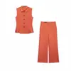 Comercio Exterior Al por Mayor 2026 Moda Europea y Americana Ajustado Rayas Camiseta sin Mangas + Pantalones Largos Conjunto Mujer D26386