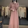 Nuevo Suéter de Lana de Otoño e Invierno Pulóver Suéter de Lana Tejido para Mujer Manga Larga Versátil Vestido Exterior Largo de Lana