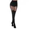 Nuevas Medias de Rejilla Sexy Huecas con Tirantes de Malla Densa para Club Nocturno, Estilo Hermana Real, Medias de Red Sexy de Seda Negra