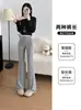Pantalones Acampanados Casuales Americanos para Mujer Primavera Otoño Cintura Alta Caída Adelgazantes Casuales Yoga Deportivos Ajustados de Campana Pantalones de Chándal