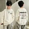 Moletom infantil estilo coreano 2026 para meninos, blusa solta de manga longa para primavera e outono, pulôver casual para estudantes, peça externa moderna