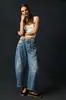 2023 Novo Moda Casual Europeia e Americana Transfronteiriça Calças Femininas Largas Soltas Cintura Média-Baixa Calças Jeans Lavadas