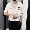 Camiseta de manga curta de comércio exterior masculina 2024 verão nova marca de moda ins na moda camiseta de meia manga para todos os jogos Top Slim-fit