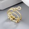 Anillo para Mujer Diseño de Personalidad Nicho Simple Anillo Dorado Ins Doble Capa Abierto Ajustable Anillo de Descompresión