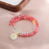 Pulsera de Estilo Chino Nuevo Amatista Jade Birmano Piedra del Sol Calcedonia Hebilla de Seguridad Doble Anillo Pulsera de Cristal Pulsera Versátil