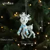 Enfeites Pendentes Azuis de Plástico Transfronteiriços com Glitter, Decorações de Janela para Árvore de Natal, Estrelas de Cinco Pontas, Flocos de Neve, Decorações de Desenho Animado para Montagem de Cena