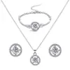 Novo Conjunto de Joias de Comércio Exterior: Conjunto Criativo e Estiloso de Colar, Brincos, Pulseira e Anel com Strass - Peças