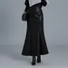 Nueva Falda Versátil de Color Sólido Simple para Mujer 2026 Otoño Estilo Coreano Moda Cintura Alta Adelgazante Larga de Cola de Pez Moderna