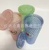 Copo de Palito PS Diamante Camada Dupla 650ml Desenho Animado Smurfs Plástico para Bebida Fria Logo Personalizável