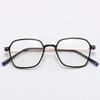 1203B Montura de gafas de acero plástico poligonal estilo coreano para mujer, ultraligera para miopía, titanio, color té, café, artística, retro, para estudiante