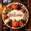 Novo produto transfronteiriço: Placa de porta de abóbora de madeira impressa plana, decoração de parede criativa, placa de decoração de feriado, atacado do fabricante