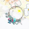 Pulseira Dourada com Contas Artesanal Estilo Pandora Doraemon, Pingente de Desenho Europeu e Americano Ponto Cruz, Atacado