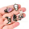 Caveira Corvo Pássaro Pequeno Estilo Sombrio Halloween DIY Pingente de Óleo Gotejado Pulseira Chaveiro Pingente Charme