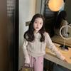 Suéter Grossinho para Meninas Tricotado Básico 2025 Inverno Macio Cera Roupa Infantil Jaqueta Infantil Grande Estilo Ocidental Bordado