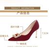 Confortáveis Sapatos Vermelhos de Salto Alto com Fivela de Strass, Novo Modelo 2026, Sapatos de Salto Alto de Festa Femininos, Sapatos de Casamento Xiuhe para Noiva
