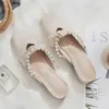 Sandalias de tiras para mujer con tacón medio grueso, estilo hada, perlas, tacones altos, antideslizantes, novedad verano 2024, comercio exterior transfronterizo