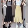 Talla Grande Otoño e Invierno Petite Falda de Traje Irregular Midi para Chicas Gorditas Cintura Alta Cubriendo la Entrepierna y Adelgazante Falda