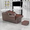 Cama de Champú para Barbería al por Mayor, Lavabo Cerámico para Salón de Peluquería, Cama de Punción Semi-Reclinada con Pedales, Cama de Champú Simple