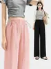 Pantalones de Maternidad Verano Nuevo Estilo Pantalones Yamamoto Delgados Casuales de Cintura Alta Sin Soporte para Barriga Pierna Recta Pantalones de Pierna Ancha de Seda de Hielo