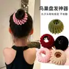 Ferramenta de estilização de cabelo preguiçosa para meninas que vão para a escola: elástico de cabelo ninho de pássaro, rabo de cavalo alto, coque, penteado botão de flor estilo coreano, elástico de cabelo aveludado