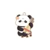 [Original] Flauta de Panda Desenho Animado Pingente de Panda Tocando Música Acessórios de Liga Esmaltada Colar Brincos