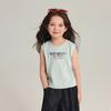 Pudding Camiseta Regata Casual com Estampa de Carta de Menina Haru 2025 Novo Verão Infantil Confortável Moda Sem Mangas
