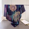 Bufanda Cuadrada Grande de Seda Artificial para Mujer, Primavera y Verano, Delgada, para Viaje, Protector Solar, Chal, 90x90cm, Bufanda, Bufanda Decorativa, Pañuelo para la Cabeza