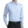 Camisa Blanca de Manga Larga Ajustada para Hombre para Primavera y Otoño, Camisa de Manga Corta de Negocios Moderna Estilo Coreano, Versátil de Color Sólido, Elegante