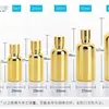 Botella vacía de vidrio galvanizado en oro para aceites esenciales, loción en aerosol, perfume, cosméticos, botellas separadas que evitan la luz.