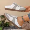 Zapatos de Verano Transfronterizos para Mujer con Agujeros Transpirables, Mocasines de Punta Cerrada, Con Cordones, Bloques de Color, Zapatos Perezosos de Suela Blanda, Versátiles para Ir al Trabajo y Uso Casual