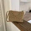 Bolso de Paja de Color Sólido Bohemio Bolso de Hombro para Mujer Bolso de Playa para Vacaciones en la Costa Bolso Cruzado Personalizado para el Trabajo y la Playa