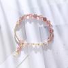 Pulseira Banhada a Ouro 14K de Verdade Feita à Mão com Cristal de Morango e Pérola Natural de Água Doce Pulseira Pulseira para Meninas Pulseira Simples e Elegante
