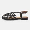 Sandálias de praia planas vazadas com tira trançada, novo modelo de verão, sola macia, confortável, sapatos romanos de uma tira com fivela, estilo elegante S7006-2