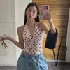 Ropa de Mujer Transfronteriza Verano 2026 Sexy Chica Caliente Estampado de Lunares Negros Versátil Espalda Descubierta Cuello en V Halter Top Ajustado