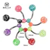 Anillos de Ombligo Europeos y Americanos Transfronterizos de Colorido Agrietado Acero Inoxidable Anillos de Ombligo Roscados Doble Extremo Joyería de Piercing de Acrílico Venta al por Mayor