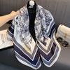 Chal Protector Solar para Viajes de Primavera y Otoño, Estilo Delgado de Seda Artificial, Estampado de Plantas, Bufanda Cuadrada Grande de 110 para Mujer, Bufanda Ligera de Seda