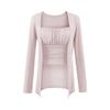 Prenda exterior fina de manga larga estilo coreano para mujer, conjunto de dos piezas con tirantes para otoño, cárdigan protector solar, top exterior tipo chal corto