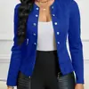2026 Moda Otoñal Transfronteriza de Amazon Europa y América Blazer Delgado de Manga Larga para Mujer, Sin Forro, Doble Botonadura