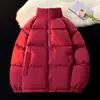 Comércio Exterior Novo Estilo Gola Alta Casaco Acolchoado de Algodão para Homens e Mulheres Inverno Espessado Solto Jaqueta Acolchoada de Algodão para Amantes Cor Sólida Casaco Pão Casaco Acolchoado de Algodão