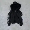 Estilo de Rua Europeu e Americano Novo Transfronteiriço Hip-Hop Punk Harajuku Estilo Igual para Homens e Mulheres Capuz de Pelúcia com Estampa e Zíper