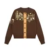 Casaco Curto de Tricô Cardigan Jacquard Nota Musical Dopamina Estilo Americano Transfronteiriço de Designer Nicho Feminino