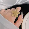 Anillo Ajustable de Apertura de Oro Arena Fina Esmerilado para Mujer Moda Dulce Lujo Ligero Nicho Exquisito Diseño Antiguo