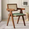 Cadeira de Jantar Vintage Estilo Francês para Uso Doméstico, Cadeira de Madeira Maciça Estilo Meio do Século, Cadeira para Mesa de Jantar, Cadeira Tendência para Restaurante com Encosto de Rattan