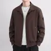 Chaqueta de solapa lavada de algodón puro para hombre, nueva prenda exterior casual de primavera/otoño con cuello de béisbol, estilo workwear holgado y versátil