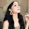 Pendientes Tejidos de Bambú y Ratán Amigables para Fotos de Viaje de Verano para Mujeres, Estilo Bohemio de Vacaciones, Pendientes Exagerados de Acetato